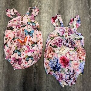 Posh Peanut Ruffled Cap Sleeve Henley Bubbles - Set of 2